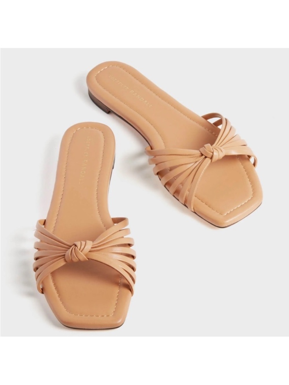 Loeffler Randall Knotted Multi-Strap Slide Sandals in Tan Izzie